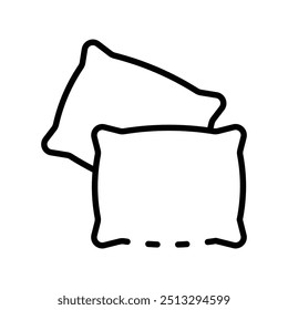 Icono de almohadas de cama. Diseño de estilo de contorno aislado sobre fondo blanco