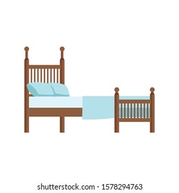 bed with pillows icon over white background, vector illustration
