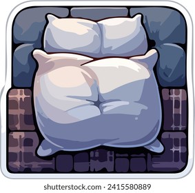 bed with pillows, illustration sticker, good night sticker