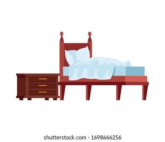 bed with pillows isolated icon vector illustration design