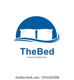 The bed and pillows logo vector template. Suitable for business, art, interior, furniture, web and sleep symbol