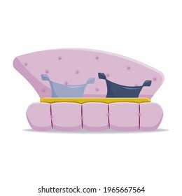 Bed with pillows and mattress vector illlustration isolated on white background