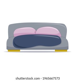 Bed with pillows and mattress vector illlustration isolated on white background