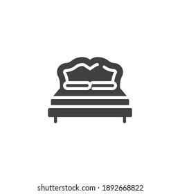 Bed with pillows vector icon. filled flat sign for mobile concept and web design. Double bed glyph icon. Furniture symbol, logo illustration. Vector graphics
