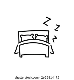 Bed with pillows and Zzz sleep symbol
