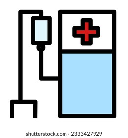 una cama con signo más, que representa el acto de internar a un paciente en un hospital para atención médica y tratamiento.