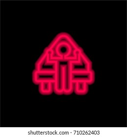 Bed red glowing neon ui ux icon. Glowing sign logo vector