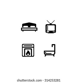 Bed and Resort Icon Set