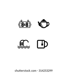 Bed and Resort Icon Set