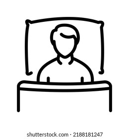 Bett ruht schwarze Linie Symbol. Routine. Piktogramm für die Webseite.