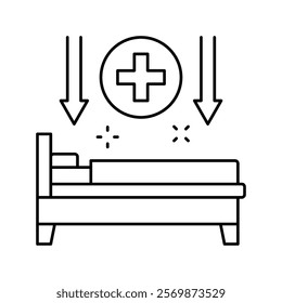 bed rest hepatitis line icon vector. bed rest hepatitis sign. isolated contour symbol black illustration