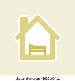 bed rest at home illustration. Social distancing and self-isolation during corona virus quarantine. staying at home with self quarantine to help stop outbreak and protect virus spread.