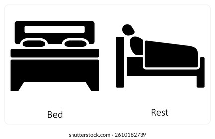 Bed and Rest icon concept