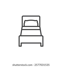 Bed Rest line icon. linear style sign for mobile concept and web design. A bed with a pillow and blanket outline vector icon. Symbol, logo illustration. Vector graphics