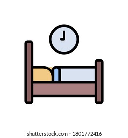 Icono de casa de retiro de cama. Color simple con elementos de vector de contorno de iconos de los hogares de enfermería para ui y ux, sitio web o aplicación móvil