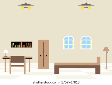 bed room interior lifestyle illustration