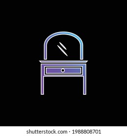 Bed Room Mirror On A Drawer Furniture blue gradient vector icon