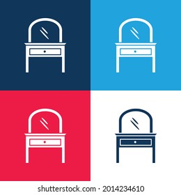 Bed Room Mirror On A Drawer Furniture blue and red four color minimal icon set