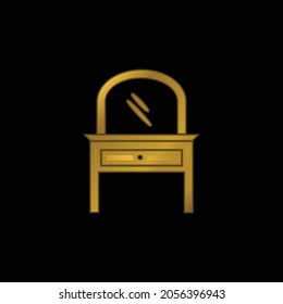 Bed Room Mirror On A Drawer Furniture gold plated metalic icon or logo vector