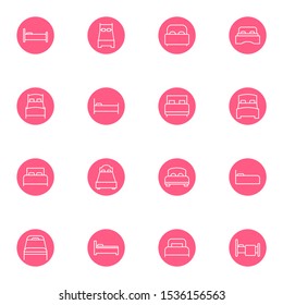 bed, bed room outline icon set. creative couch, spring bed, hotel icons sign vector illustration.