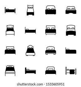 bed, bed room outline solid icon set. creative couch, spring bed, hotel glyph icons sign vector illustration.