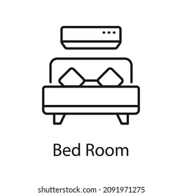 Bed Room vector outline icon for web isolated on white background EPS 10 file