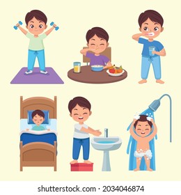 bed routine six kids characters