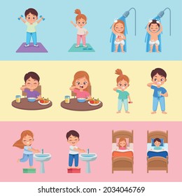 bed routine twelve kids characters