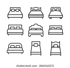 bed set icon. high quality icons suitable for furniture business, internet, web design graphic assets, apps, drawing and coloring books, print media, etc. EPS 10 vector line icon on a white background