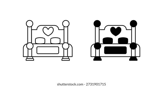 Icono de conjunto de cama con fondo blanco Vector Ilustración de stock