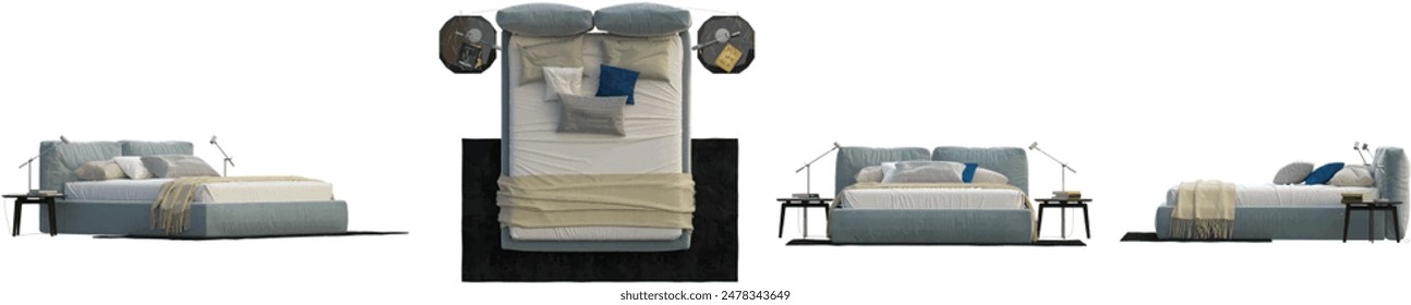 bed set from various angles