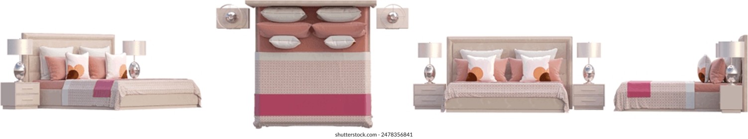 bed set from various angles
