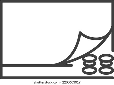 Bed sheet covering and protecting mattress. Isolated waterproof textile bedding for home. Textile and woven fabric, cloth and cotton texture. Minimalist icon, simple line art vector in flat style