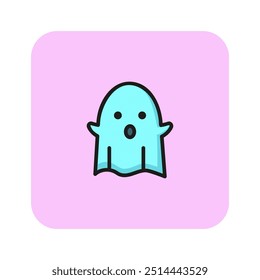 Bed sheet ghost line icon. Spirit, phantom, creature. Halloween concept. Can be used for topics like monster, supernatural, poltergeist