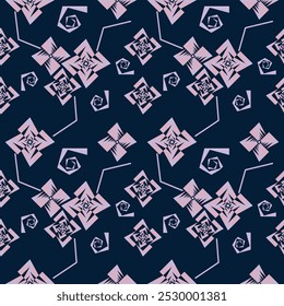 Modelo abstracto inconsútil del diseño de la rosa. Rosas abstractas rosadas en fondo azul marino. Conveniente para la tela, la materia textil, la ropa y las sábanas así como para los Fondos de pantalla y los papeles de embalaje del regalo