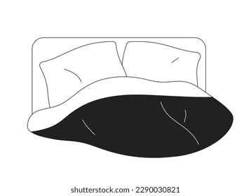 Bed sheets and pillows for good sleep monochrome flat vector object. Bedroom. Editable black and white thin line icon. Simple cartoon clip art spot illustration for web graphic design and animation