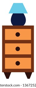 Un vector de lámpara de mesa azul en el lado de la cama o una ilustración de color