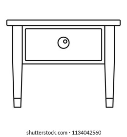 Bed side table icon. Outline illustration of bed side table vector icon for web design isolated on white background