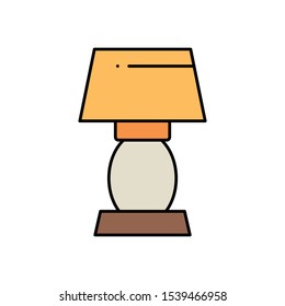 Bed Side Table Night Lamp Bulb Living room Accessories Vector Icon Design