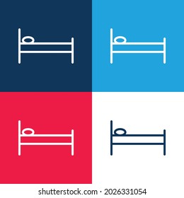 Bed Side View blue and red four color minimal icon set