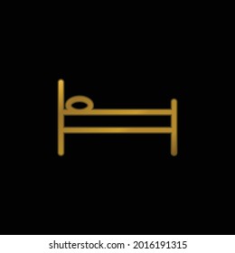 Bed Side View gold plated metalic icon or logo vector