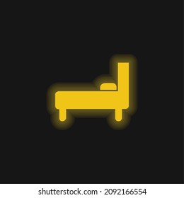 Bed Side View Yellow Glowing Neon Icon