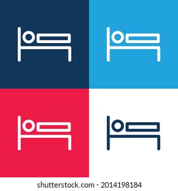 Bed Sign blue and red four color minimal icon set
