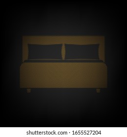 Bed sign. Icon as grid of small orange light bulb in darkness. Illustration.