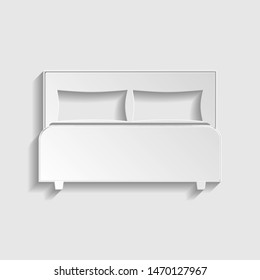 Bed sign. Paper style icon. Illustration.