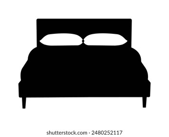 Silueta de cama icono Vector. Silueta de cama aislada fondo blanco. Ilustración vectorial