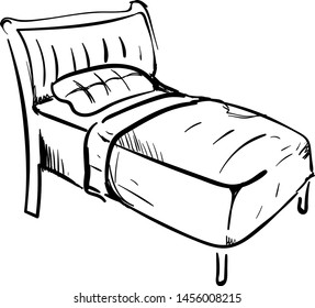 Silueta de cama, lustración, vector sobre fondo blanco.
