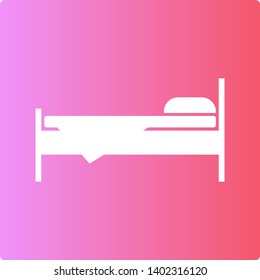 Bed silhouette vector icon on color gradient background