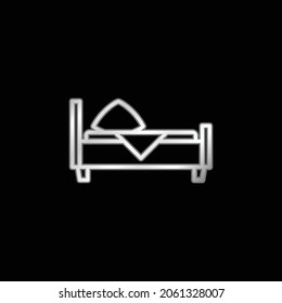 Icono metálico plateado de cama