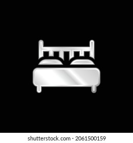 Icono metálico plateado de cama